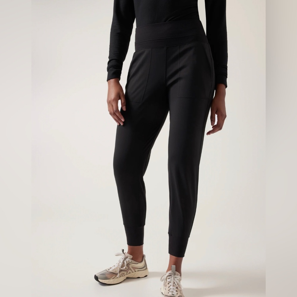 High-Waist Black Ponte Jogger Pants